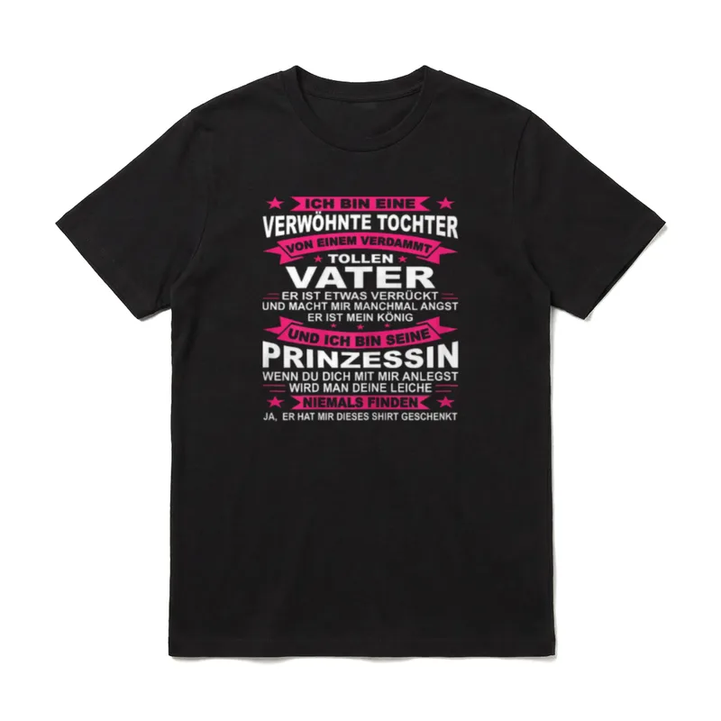 Papa und Tochter Stolzer T-Shirt – Spruch über verwöhnte Tochter und tollen Vater in Pink – Klassisches T-Shirt in Schwarz