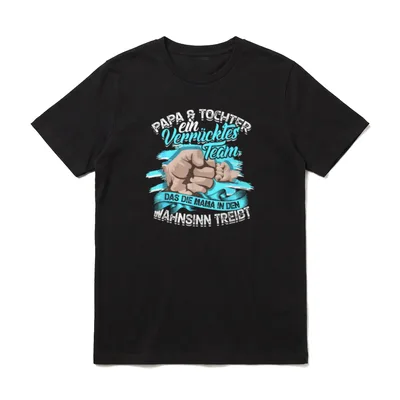 Papa & Tochter Verrücktes T-Shirt – Fingertipp Motiv mit Text Papa Tochter verrücktes Team – Klassisches T-Shirt in Schwarz
