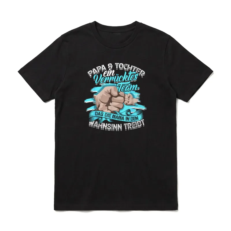 Papa & Tochter Verrücktes T-Shirt – Fingertipp Motiv mit Text Papa Tochter verrücktes Team – Klassisches T-Shirt in Schwarz