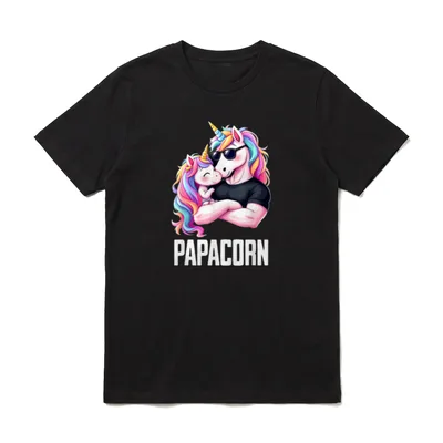 Papacorn Vater Tochter Einhörner T-Shirt – Klassisches T-Shirt in Schwarz