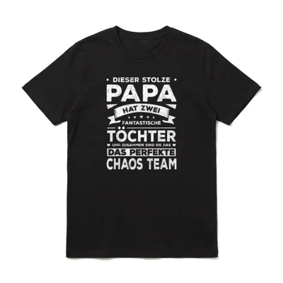 Papa 2 Töchter Lustiger Spruch T-Shirt – Klassisches T-Shirt in Schwarz