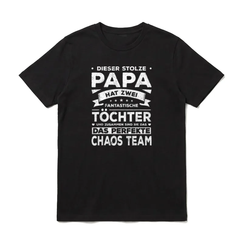 Papa 2 Töchter Lustiger Spruch T-Shirt – Klassisches T-Shirt in Schwarz