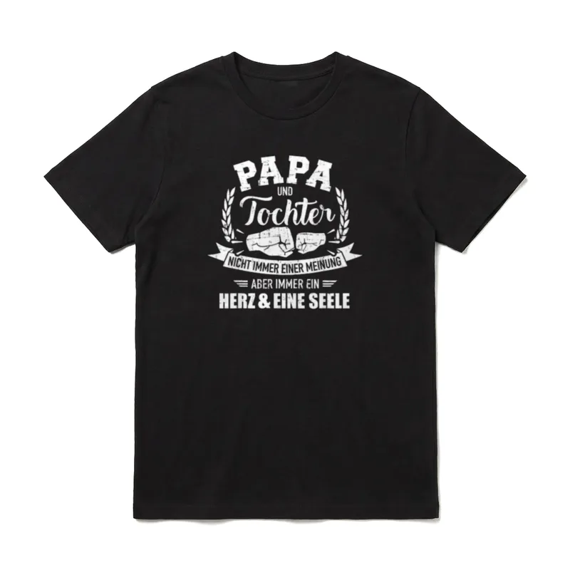 Papa und Tochter Herz T-Shirt – Papa und Tochter Fists Bump Spruch Herz und eine Seele – Klassisches T-Shirt in Schwarz