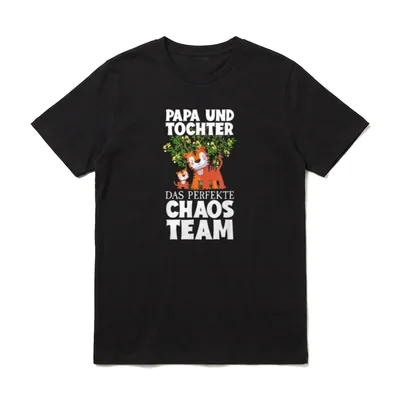 Papa Und Tochter Chaos T-Shirt – Großer und kleiner Tiger, Spruch „Das perfekte Chaos Team“ – Klassisches T-Shirt in Schwarz