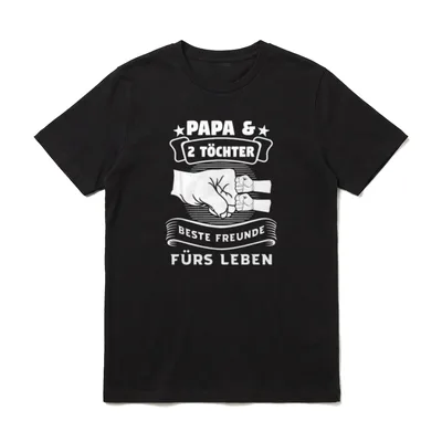 Papa & 2 Töchter Beste T-Shirt – Drei Fäuste, Sterne, Spruch Beste Freunde fürs Leben – Klassisches T-Shirt in Schwarz
