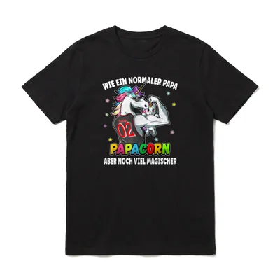 Vater Tochter Einhorn Papacorn T-Shirt – Klassisches T-Shirt in Schwarz