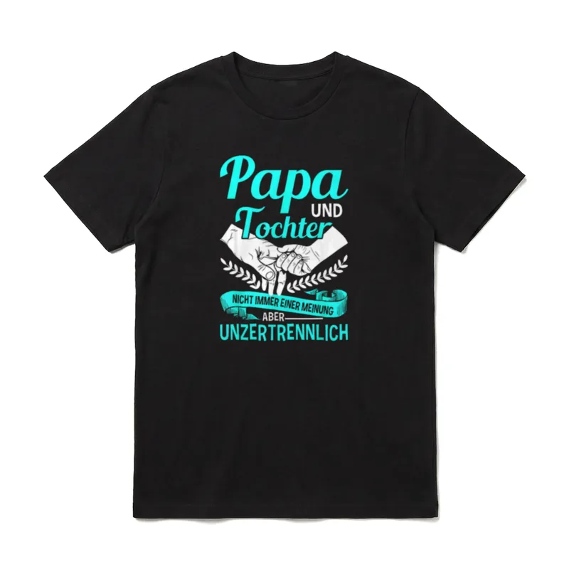 Vater und Tochter Partnerlook T-Shirt – Papa und Tochter, Hände, Spruch unzertrennlich – Klassisches T-Shirt in Schwarz