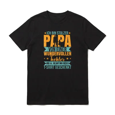 Ich Bin Stolzer Papa T-Shirt – Vater-Tochter-Silhouette mit Spruch über stolzen Papa – Klassisches T-Shirt in Schwarz