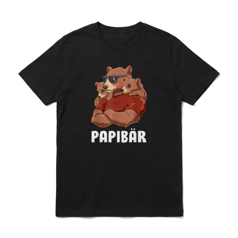 Papibär Vater Tochter Sohn T-Shirt – Klassisches T-Shirt in Schwarz