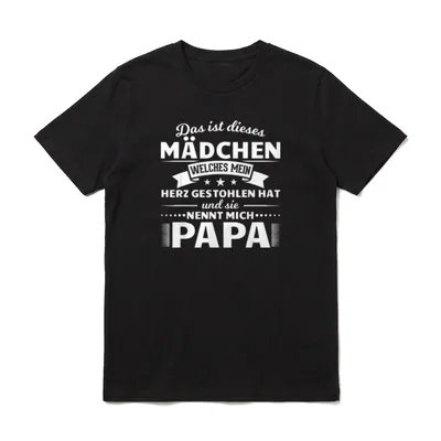 Papa Tochter Vater Vatertag T-Shirt – Spruch: Mädchen stahl mein Herz, nennt mich Papa – Klassisches T-Shirt in Schwarz