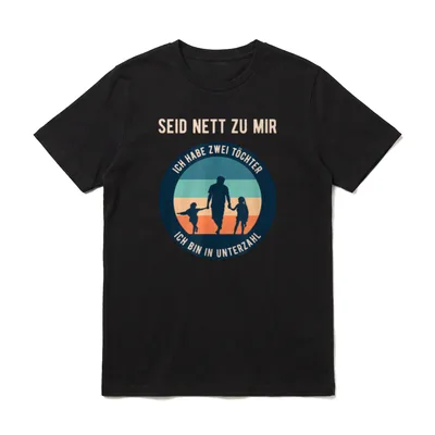 Papa von zwei Töchtern Unterzahl T-Shirt – Klassisches T-Shirt in Schwarz