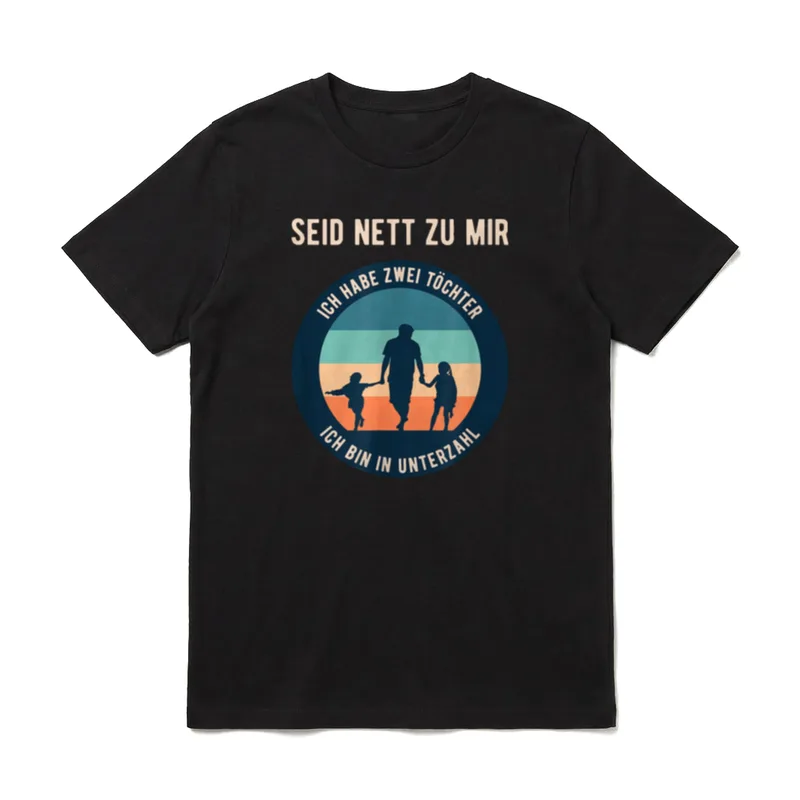 Papa von zwei Töchtern Unterzahl T-Shirt – Klassisches T-Shirt in Schwarz