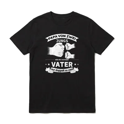 T-Shirt Vater Söhne – Papa von zwei Jungs Fäuste Druck – Klassisches T-Shirt in Schwarz