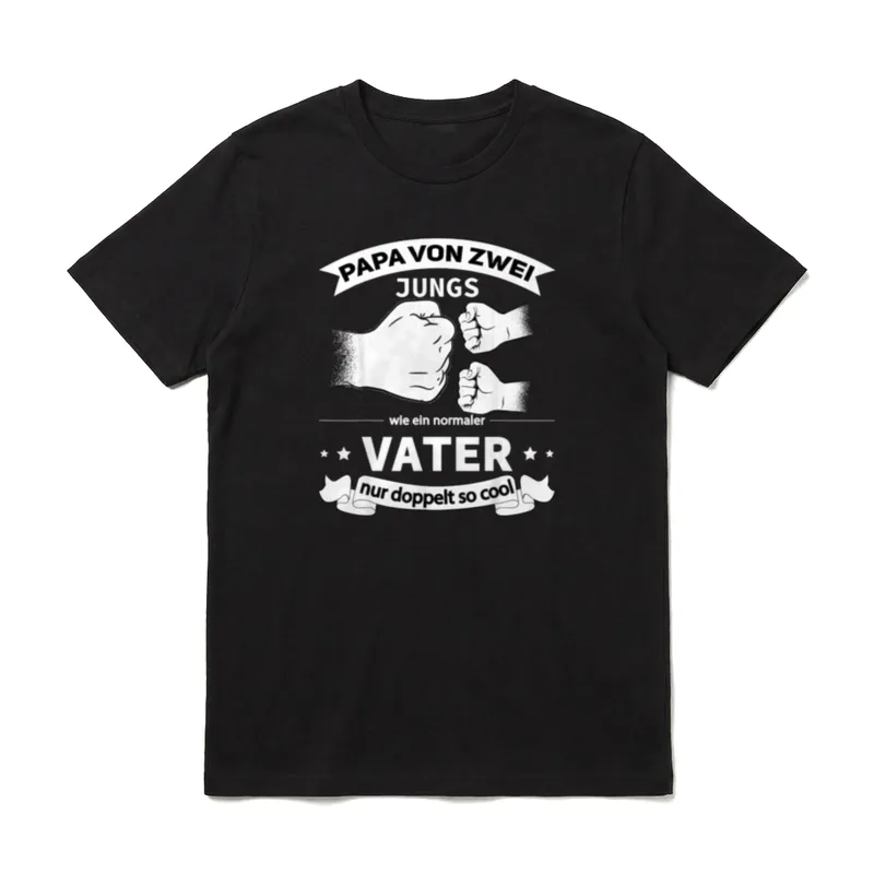 T-Shirt Vater Söhne – Papa von zwei Jungs Fäuste Druck – Klassisches T-Shirt in Schwarz