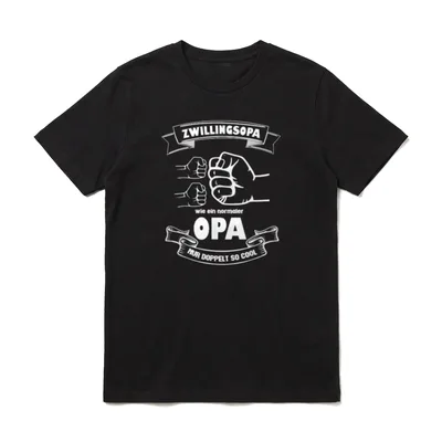 Opa von Zwillingen Twin T-Shirt – Zwillingsopa Fäuste Motiv mit dem Text nur doppelt so cool – Klassisches T-Shirt in Schwarz
