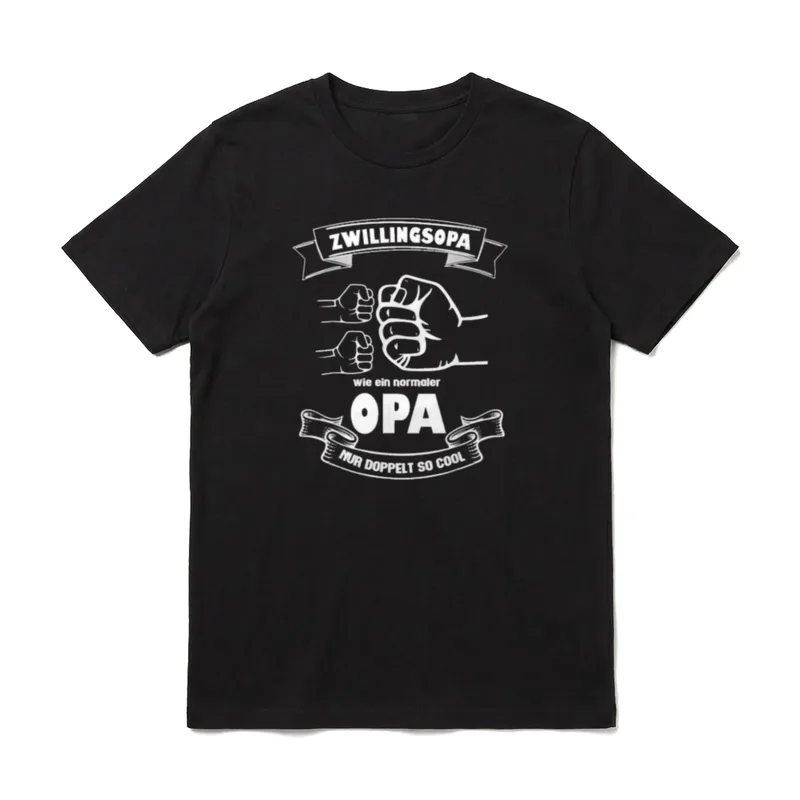 Opa von Zwillingen Twin T-Shirt – Zwillingsopa Fäuste Motiv mit dem Text nur doppelt so cool – Klassisches T-Shirt in Schwarz
