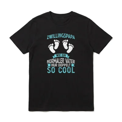 Zwillinge Papa Vater T-Shirt – „Zwillingspapa - wie ein normaler Vater, nur doppelt so cool“ – Klassisches T-Shirt in Schwarz