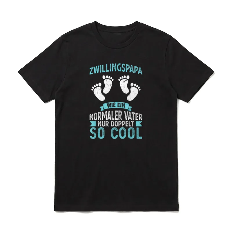 Zwillinge Papa Vater T-Shirt – „Zwillingspapa - wie ein normaler Vater, nur doppelt so cool“ – Klassisches T-Shirt in Schwarz