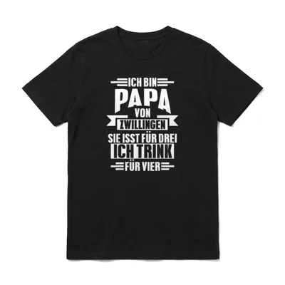 Zwillinge & Papa Lustig T-Shirt – Klassisches T-Shirt in Schwarz