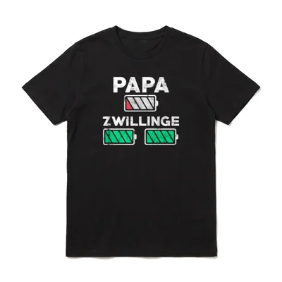 Papa Zwillinge Lustig Batterie T-Shirt – Klassisches T-Shirt in Schwarz