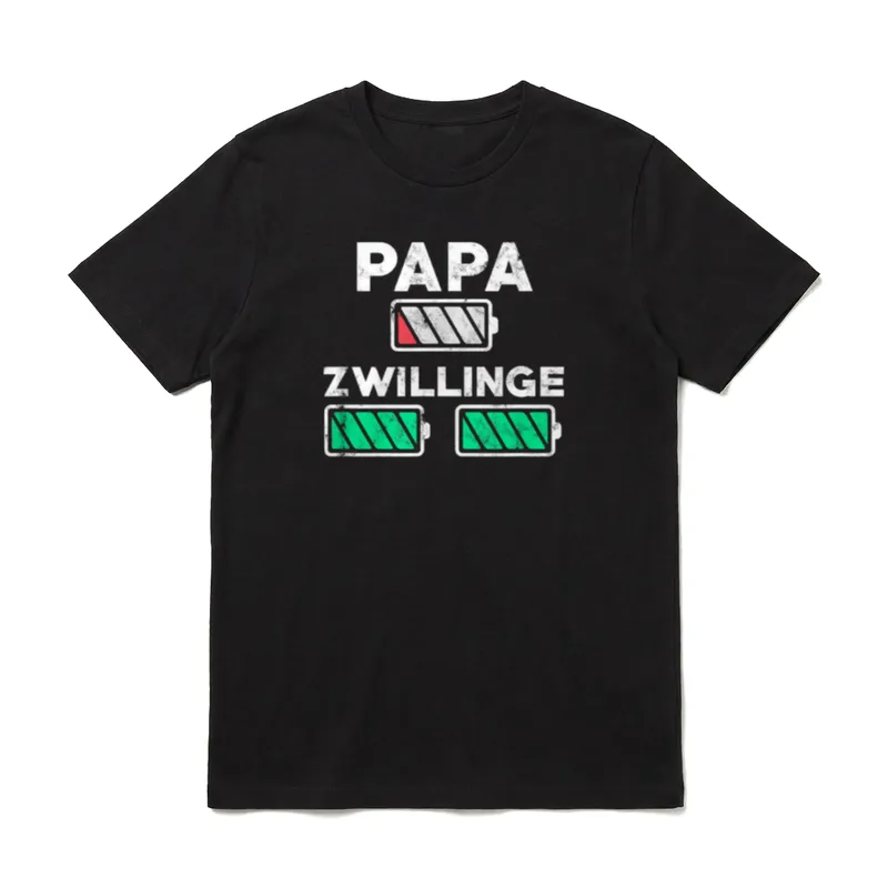 Papa Zwillinge Lustig Batterie T-Shirt – Klassisches T-Shirt in Schwarz