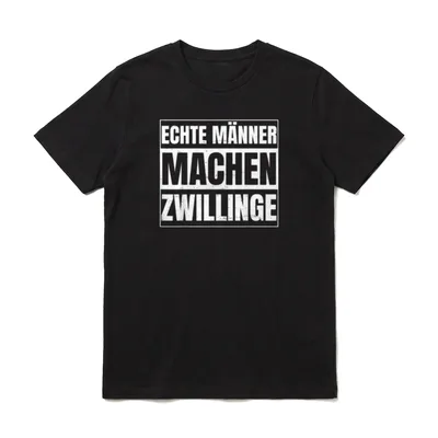 Zwillinge Geburt für Vater T-Shirt – „Echte Männer machen Zwillinge“ in weißer Blockschrift – Klassisches T-Shirt in Schwarz