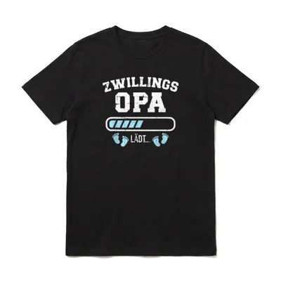 Zwillingsopa lädt für Opa T-Shirt – ZWILLINGS OPA, Ladebalken mit Babyfüßen, LÄDT – Klassisches T-Shirt in Schwarz