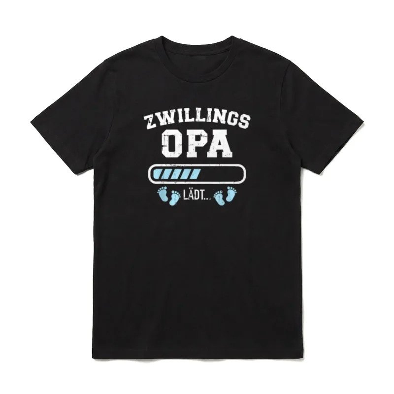 Zwillingsopa lädt für Opa T-Shirt – ZWILLINGS OPA, Ladebalken mit Babyfüßen, LÄDT – Klassisches T-Shirt in Schwarz