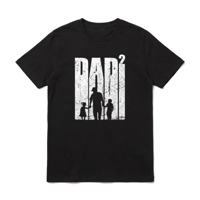 Vater mit zwei Kindern zweifacher T-Shirt – Klassisches T-Shirt in Schwarz