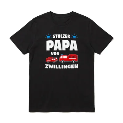 Papa von Zwillingen Zwillinge Feuerwehr T-Shirt – Klassisches T-Shirt in Schwarz