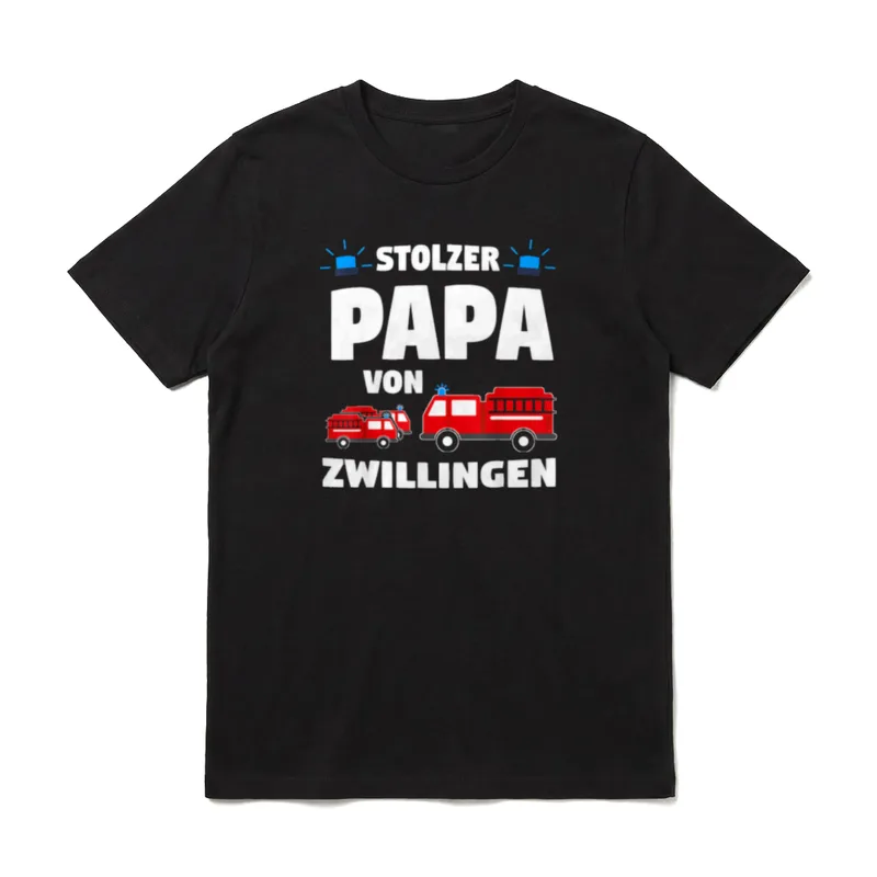 Papa von Zwillingen Zwillinge Feuerwehr T-Shirt – Klassisches T-Shirt in Schwarz