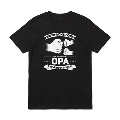 Opa hoch 2 Enkel T-Shirt – Zweifacher Opa Fisting Grafik Text – Klassisches T-Shirt in Schwarz