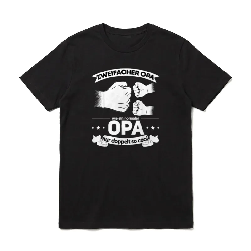 Opa hoch 2 Enkel T-Shirt – Zweifacher Opa Fisting Grafik Text – Klassisches T-Shirt in Schwarz