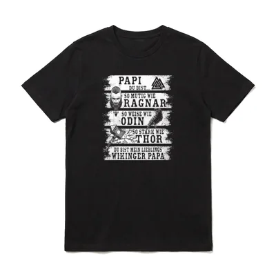 Wikinger Papa Retro Viking T-Shirt – Klassisches T-Shirt in Schwarz