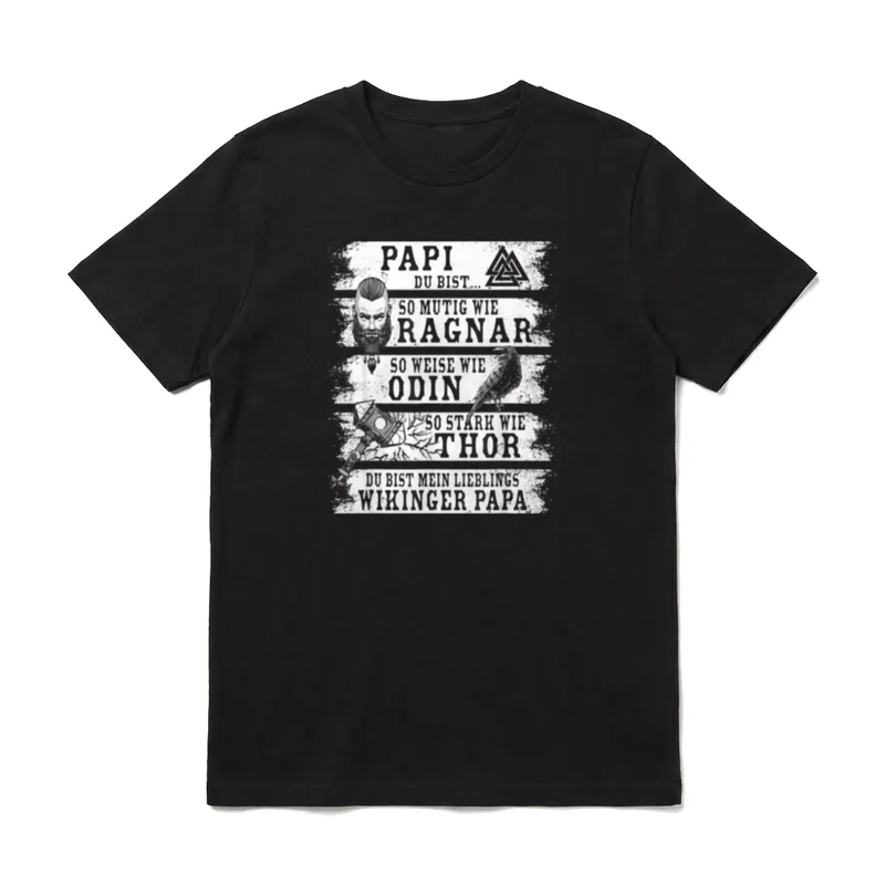 Wikinger Papa Retro Viking T-Shirt – Klassisches T-Shirt in Schwarz