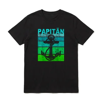 Papitän Vater Papa Kapitän Lustiger T-Shirt – Klassisches T-Shirt in Schwarz