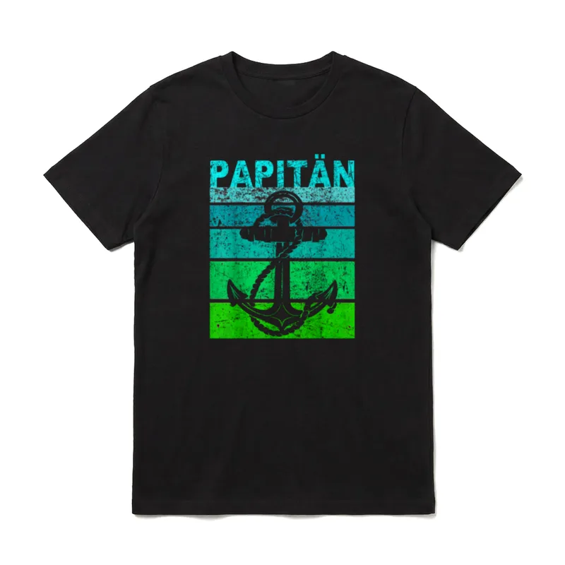 Papitän Vater Papa Kapitän Lustiger T-Shirt – Klassisches T-Shirt in Schwarz