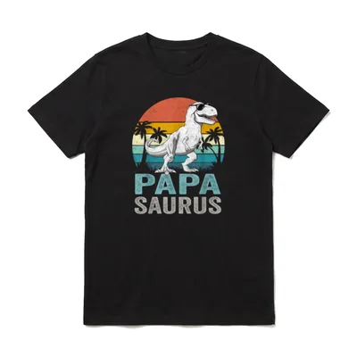 Papasaurus T Rex Dinosaur T-Shirt – Klassisches T-Shirt in Schwarz