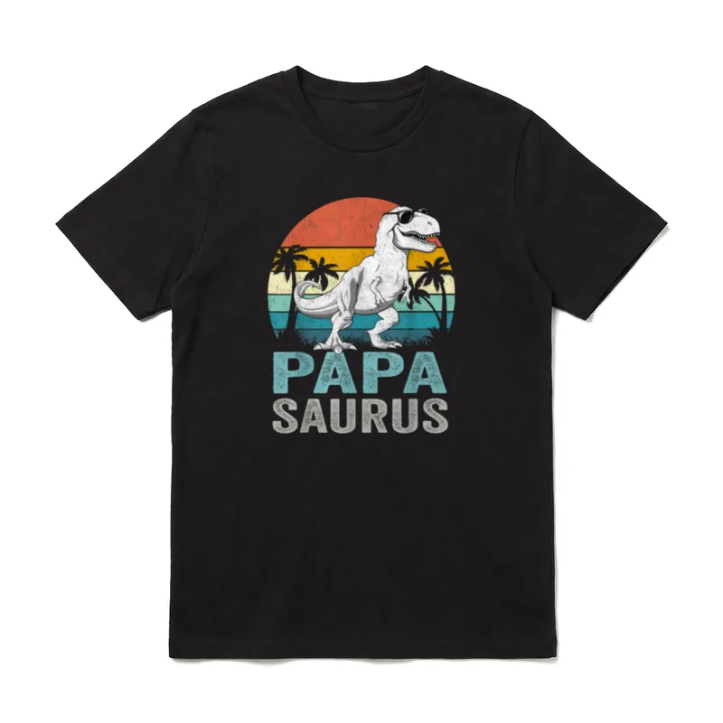Papasaurus T Rex Dinosaur T-Shirt – Klassisches T-Shirt in Schwarz