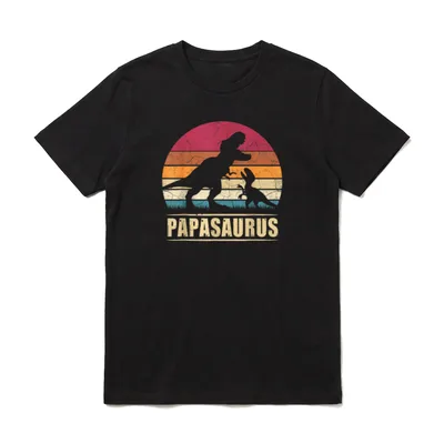 Vatertag Papasaurus Vintage T-Rex T-Shirt – Klassisches T-Shirt in Schwarz