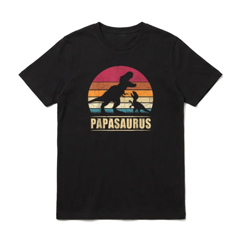 Vatertag Papasaurus Vintage T-Rex T-Shirt – Klassisches T-Shirt in Schwarz