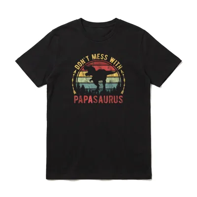 Papasaurus Dino Lustiges Vatertag T-Shirt – Klassisches T-Shirt in Schwarz