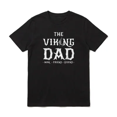 Wikinger The Viking Dad T-Shirt – THE VIKING DAD, Krieger-Silhouette, MAN FRIEND LEGEND – Klassisches T-Shirt in Schwarz