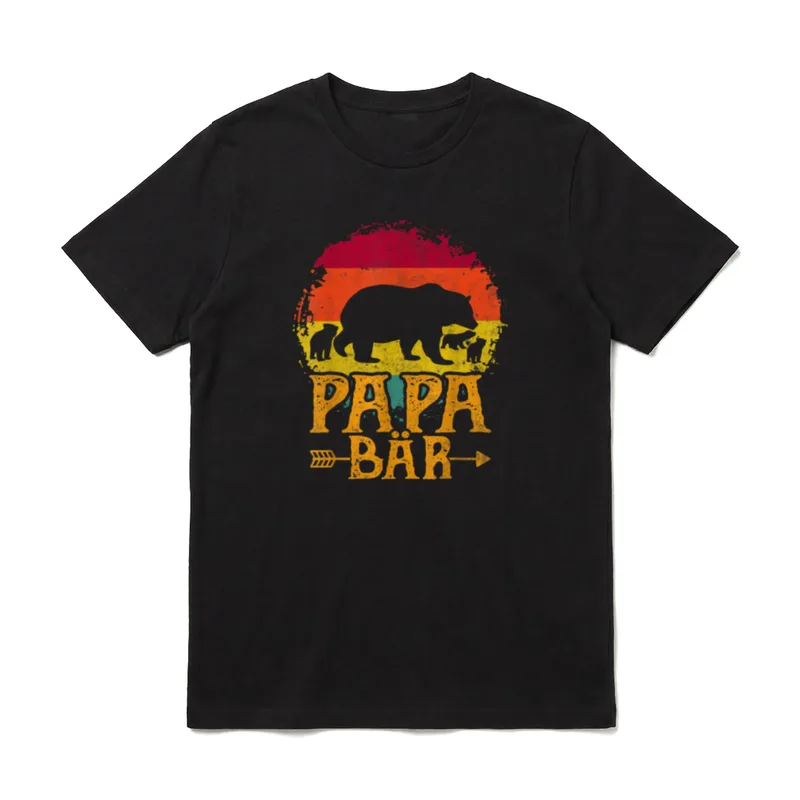 Papa Bär Mit 3 Papa-Wortspiele & Tiere T-Shirt – Klassisches T-Shirt in Schwarz