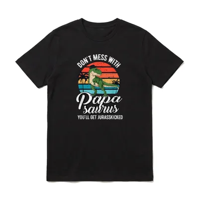 Papasaurus Rex Dinosaurier Papa T-Shirt – Klassisches T-Shirt in Schwarz