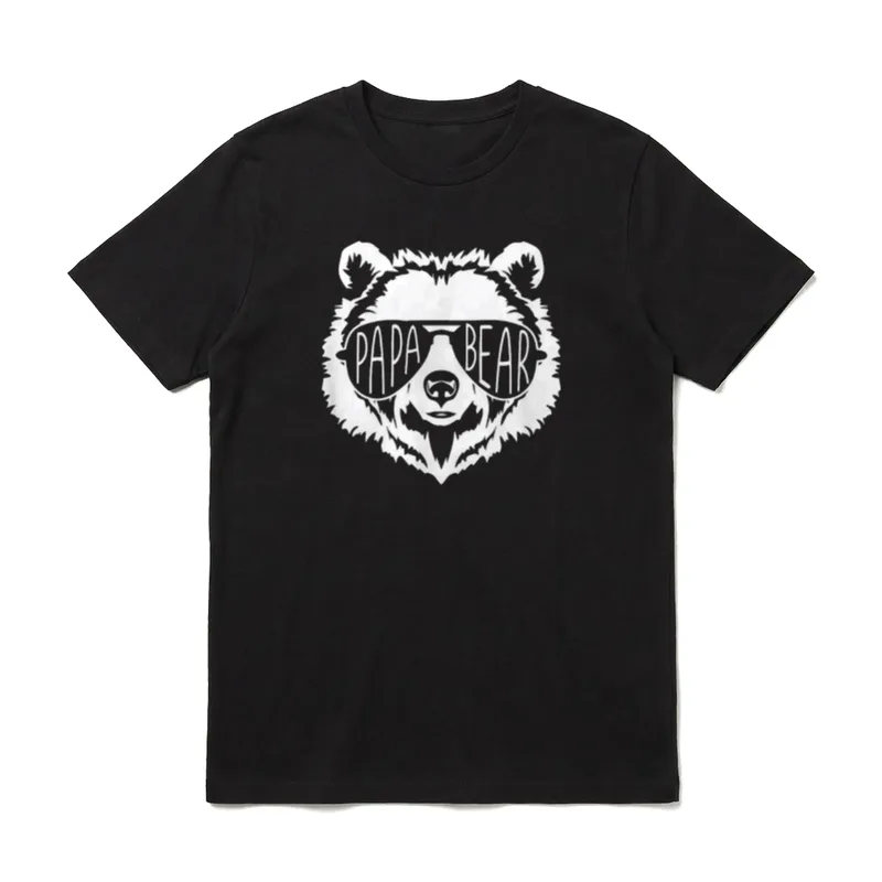 papa Bear Face with T-Shirt – Bärenkopf mit Sonnenbrille und PAPA BEAR Text – Klassisches T-Shirt in Schwarz