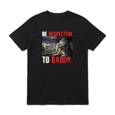 Be Respectful to Daddy T-Shirt – Sitzender Werwolf am Meer mit Text Be Respectful to Daddy – Klassisches T-Shirt in Schwarz
