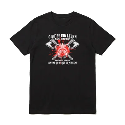Wikinger Papa Tochter Vater T-Shirt – Wikingerhelm mit Axt und Text zum Schutz der Tochter – Klassisches T-Shirt in Schwarz
