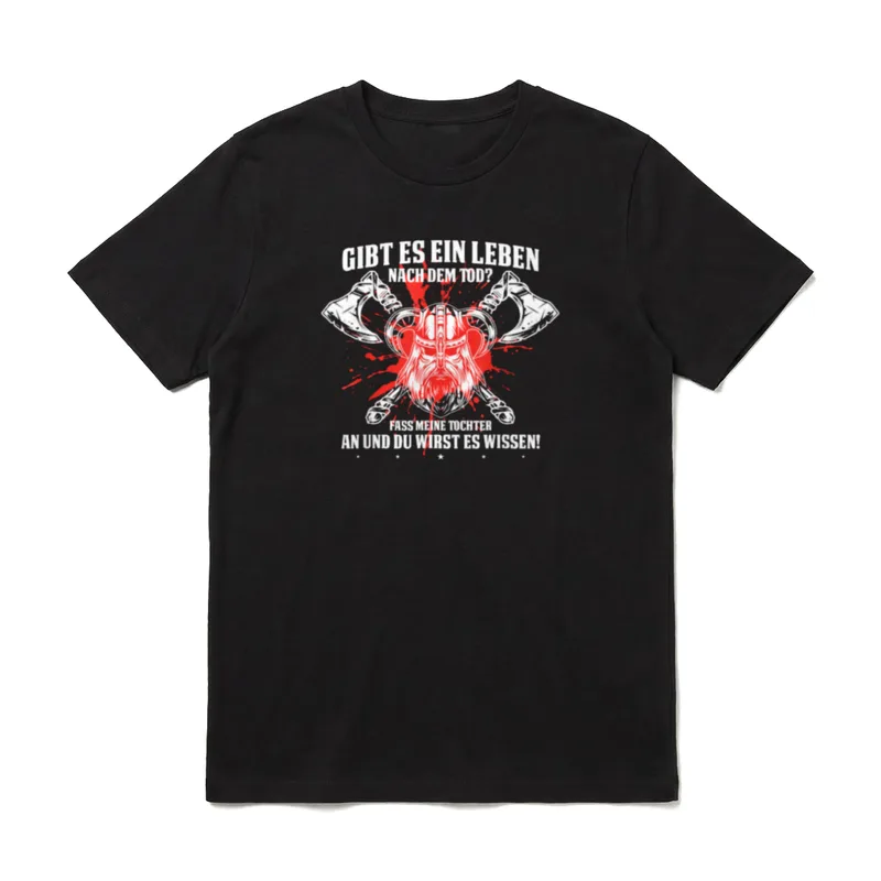 Wikinger Papa Tochter Vater T-Shirt – Wikingerhelm mit Axt und Text zum Schutz der Tochter – Klassisches T-Shirt in Schwarz