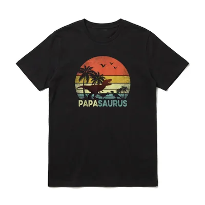 Papa Dinosaurier Papasaurus 2 Zwei T-Shirt – Klassisches T-Shirt in Schwarz